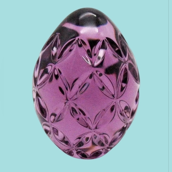 WaterfordVintage Crystal Amethyst Egg Paperweight ~ HandcoolerLight Purple